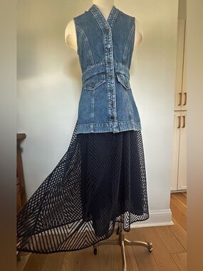 SPORTMAX never worn denim vest attached maxi skirt dress size 6-8
